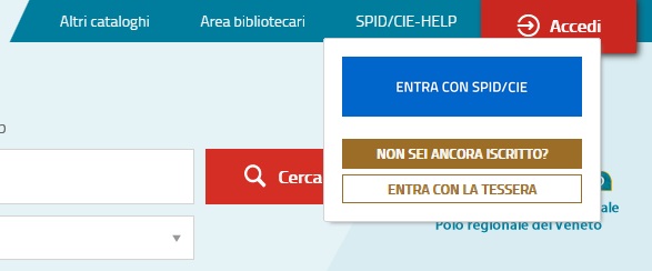 Screenshot pulsante di accesso a Binp