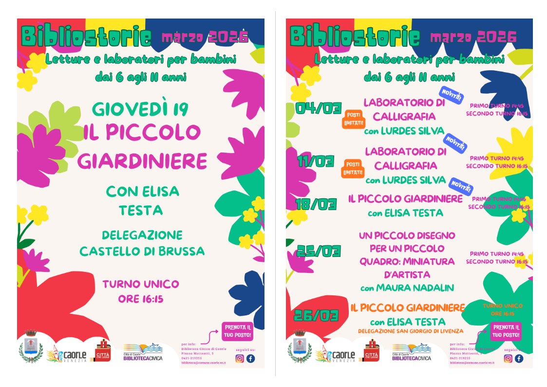 CAORLE | BIBLIOSTORIE: appuntamenti marzo 2026